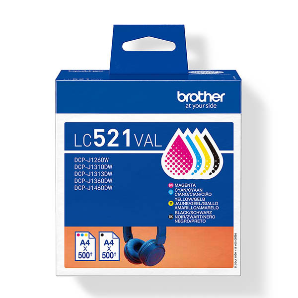 Brother LC-521VAL multipack zwart + 3 kleuren (origineel) LC521VAL 051478 - 1