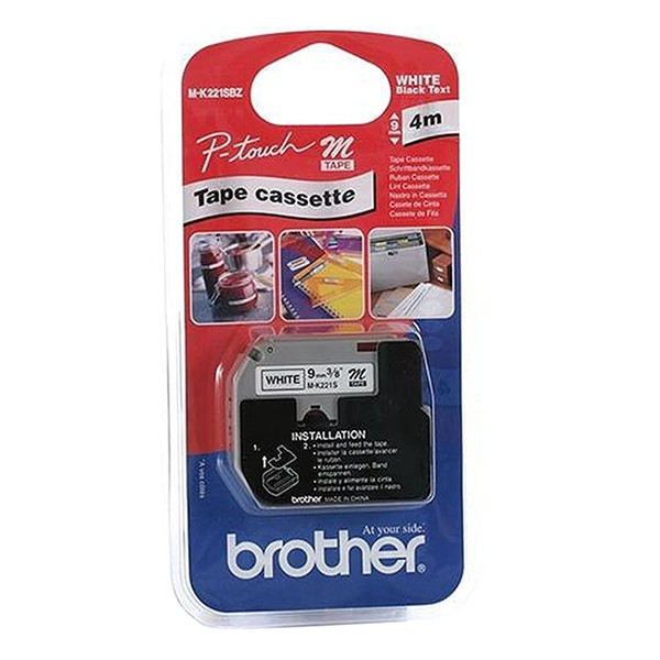 Brother M-K221SBZ niet-gelamineerde tape zwart op wit 9 mm (origineel) MK221SBZ 350560 - 1