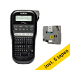 Brother PT-H110 beletteringsysteem (QWERTY) + 5 zwart op wit tapes