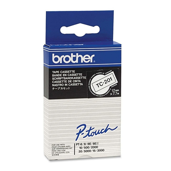 Brother TC-201 'extreme' tape zwart op wit 12 mm (origineel) TC-201 080502 - 1