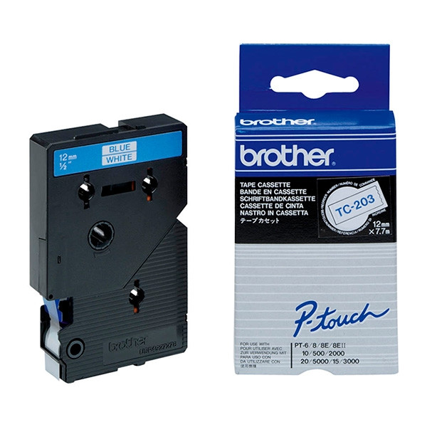 Brother TC-203 'extreme' tape blauw op wit 12 mm (origineel) TC-203 088834 - 1