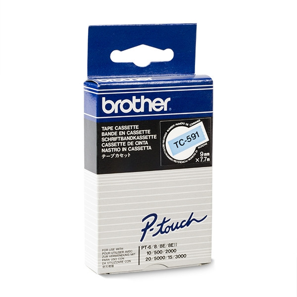 Brother TC-591 'extreme' tape zwart op blauw 9 mm (origineel) TC-591 088854 - 1