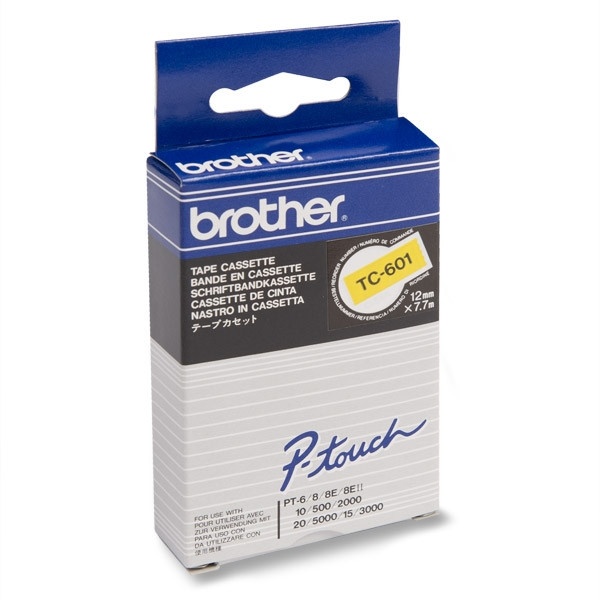 Brother TC-601 'extreme' tape zwart op geel 12 mm (origineel) TC-601 080504 - 1