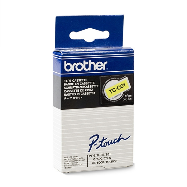 Brother TC-C01 'extreme' tape zwart op geel 12 mm (origineel) TC-C01 088874 - 1