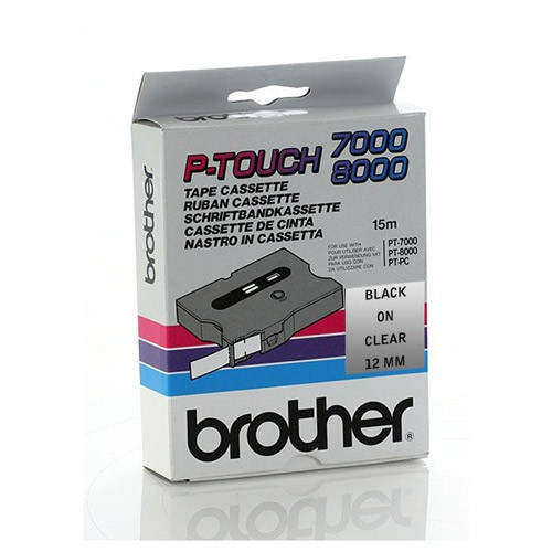 Brother TX-131 'extreme' tape zwart op transparant, glanzend 12 mm (origineel) TX131 080319 - 1