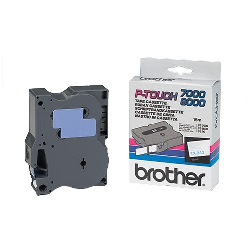 Brother TX-243 'extreme' tape blauw op wit, glanzend 18 mm (origineel) TX243 080242 - 1