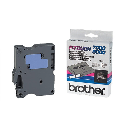 Brother TX-315 'extreme' tape wit op zwart, glanzend 6 mm (origineel) TX315 080248 - 1