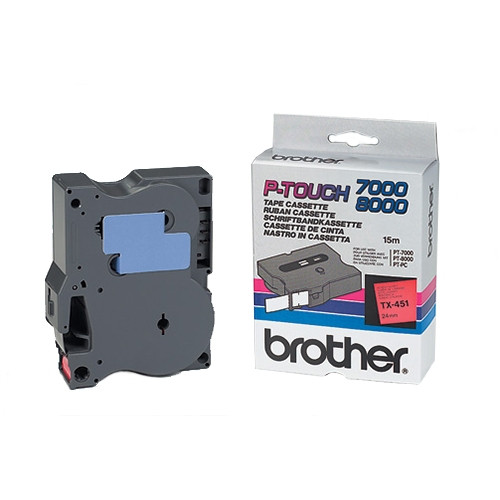 Brother TX-451 'extreme' tape zwart op rood, glanzend 24 mm (origineel) TX451 080262 - 1