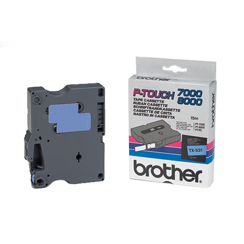 Brother TX-531 'extreme' tape zwart op blauw, glanzend 12 mm (origineel) TX531 080264 - 1