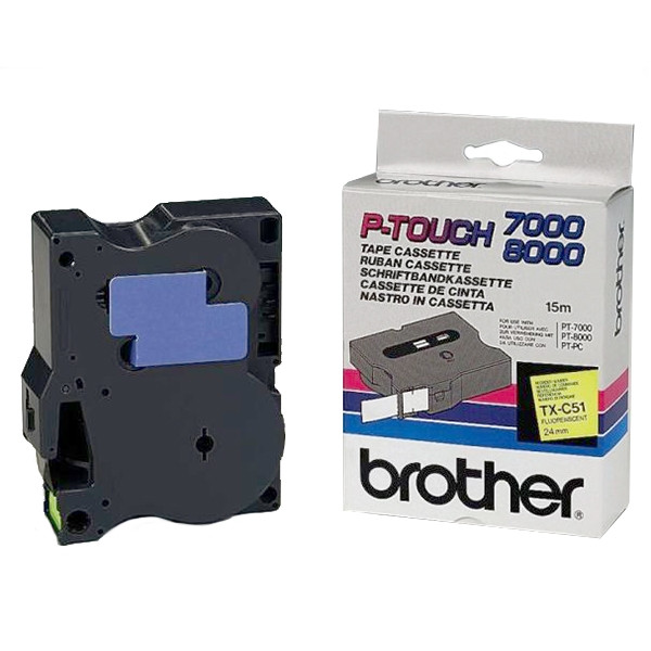 Brother TX-C51 'extreme' tape zwart op fluogeel, glanzend 24 mm (origineel) TXC51 080292 - 1