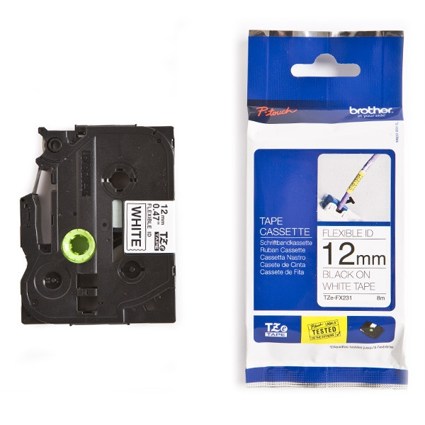 Brother TZe-FX231 Flexi ID tape zwart op wit 12 mm (origineel) TZeFX231 080816 - 1