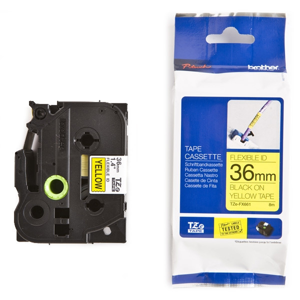 Brother TZe-FX661 Flexi ID tape zwart op geel 36 mm (origineel) TZeFX661 080834 - 1