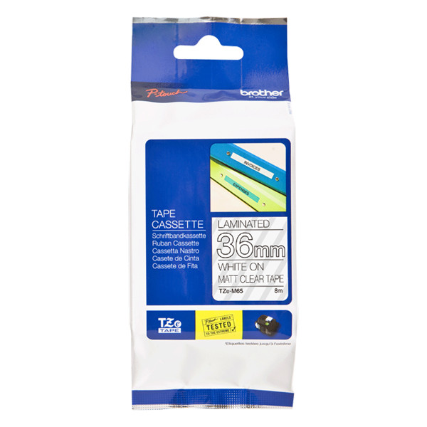 Brother TZe-M65 tape mat wit op transparant 36 mm (origineel) TZEM65 080984 - 1