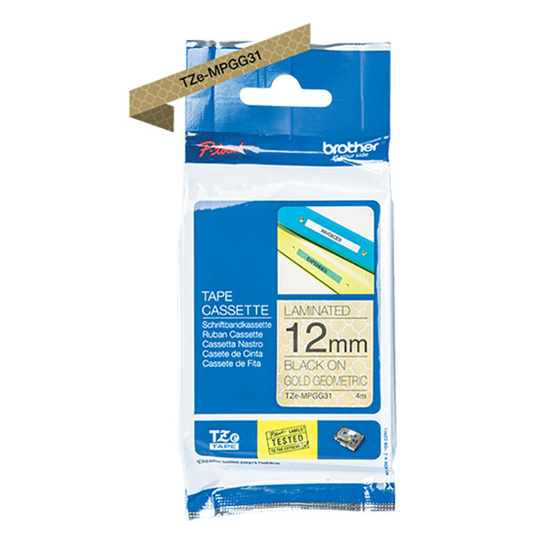 Brother TZe-MPGG31 tape zwart op goud 12 mm (origineel) TZE-MPGG31 350564 - 1