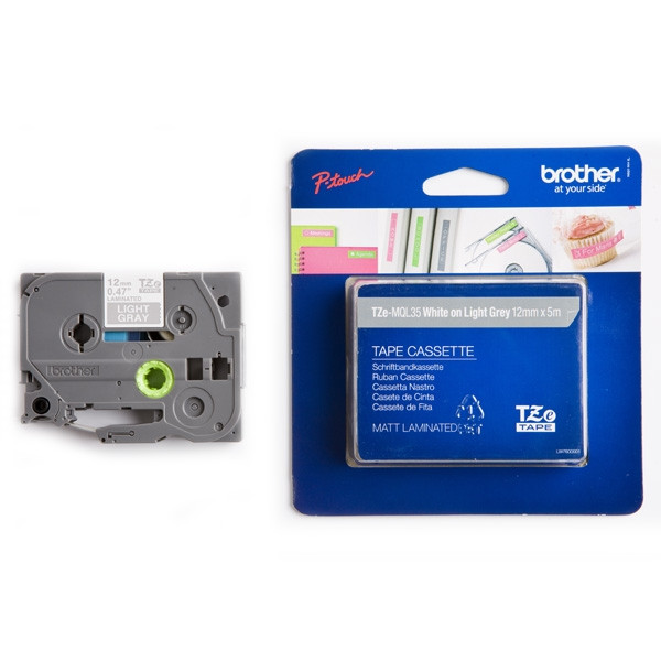 Brother TZe-MQL35 tape wit op lichtgrijs 12 mm (origineel) TZeMQL35 080390 - 1
