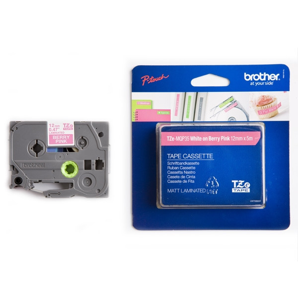 Brother TZe-MQP35 tape wit op berry rose 12 mm (origineel) TZeMQP35 080392 - 1