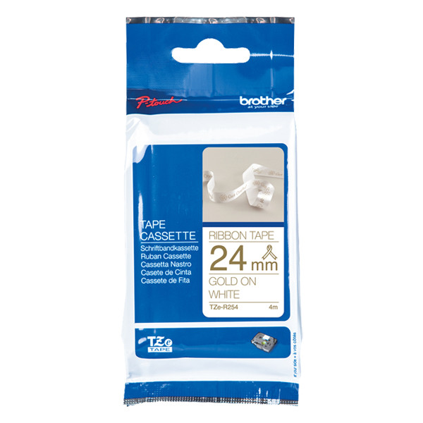 Brother TZe-R254 tape goud op wit 24 mm (origineel) TZe-R254 350528 - 1