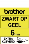 Brother TZe-S611 extra klevend tape zwart op geel 6 mm (origineel) 080680 - 1