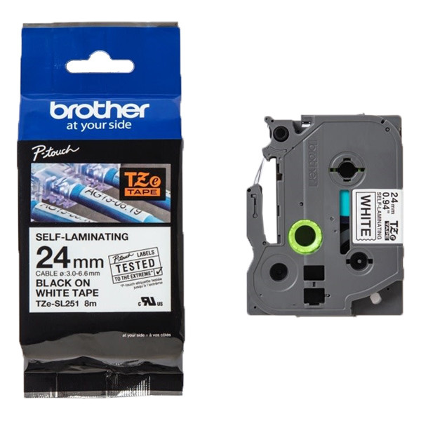 Brother TZe-SL251 zelflaminerend tape zwart op wit 24 mm (origineel) TZESL251 080840 - 1
