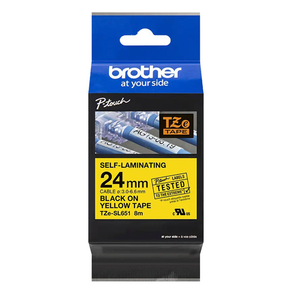 Brother TZe-SL651 zelflaminerende tape zwart op geel 24 mm (origineel) TZe-SL651 350526 - 1
