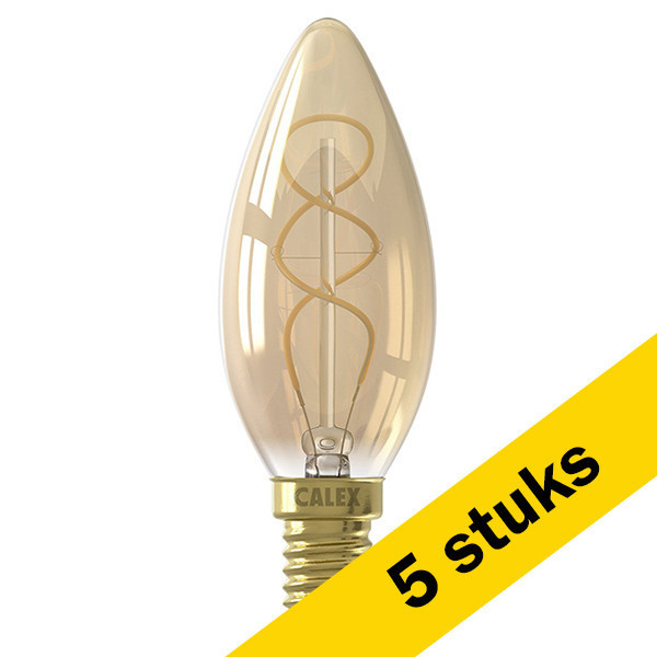 Aanbieding: 5x Calex E14 filament ledlamp kaars goud dimbaar 2,5W (15W) LCA00896 - 1
