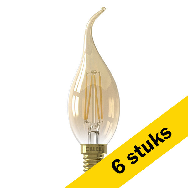 Aanbieding: 6x Calex E14 filament led-lamp sierkaars goud dimbaar 3.5W (25W) LCA00688 - 1