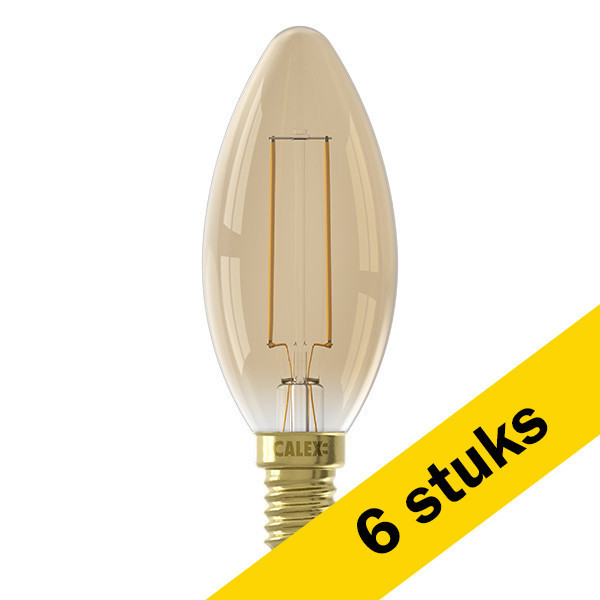 Aanbieding: 6x Calex E14 filament ledlamp kaars goud dimbaar 3,5W (25W) LCA00686 - 1