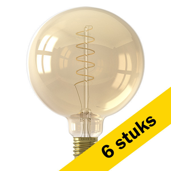 Aanbieding: 6x Calex E27 filament ledlamp globe G125 goud dimbaar 3.8W (25W) LCA00601 - 1