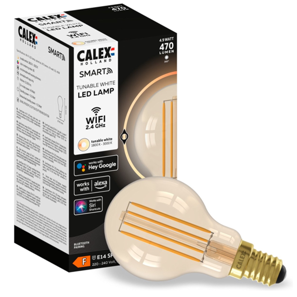 Calex E14 smartlamp kogel P45 warmwit wifi (Tuya) LCA00894 - 1