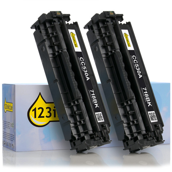 Canon 718 BK toner zwart dubbelpak (123inkt huismerk) 2662B005C 070753 - 1