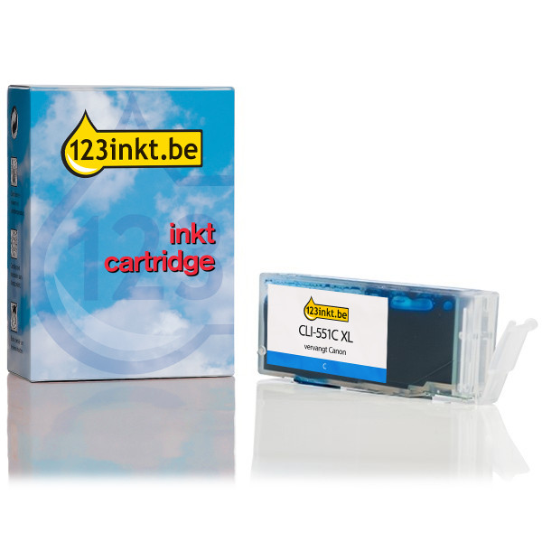 Canon CLI-551C XL inktcartridge cyaan hoge capaciteit (123inkt huismerk) 6444B001C 018793 - 1