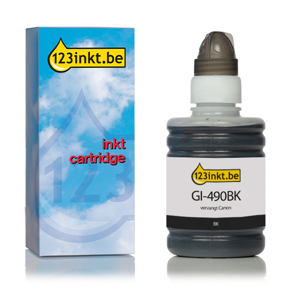 Canon GI-490BK inktfles zwart (123inkt huismerk) 0663C001C 011673 - 1