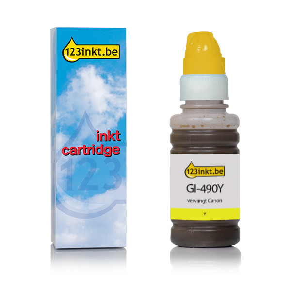 Canon GI-490Y inktfles geel (123inkt huismerk) 0666C001C 011679 - 1
