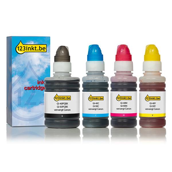 Canon GI-50 aanbieding zwart + 3 kleuren (123inkt huismerk) 3386C001C 3403C001C 3404C001C 3405C001C 127162 - 1