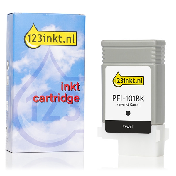 Canon PFI-101BK inktcartridge zwart (123inkt huismerk) 0883B001C 018253 - 1