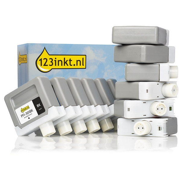 Canon PFI-301 multipack MBK/BK/C/M/Y/PC/PM/R/G/B/GY/PGY (123inkt huismerk)  132064 - 1