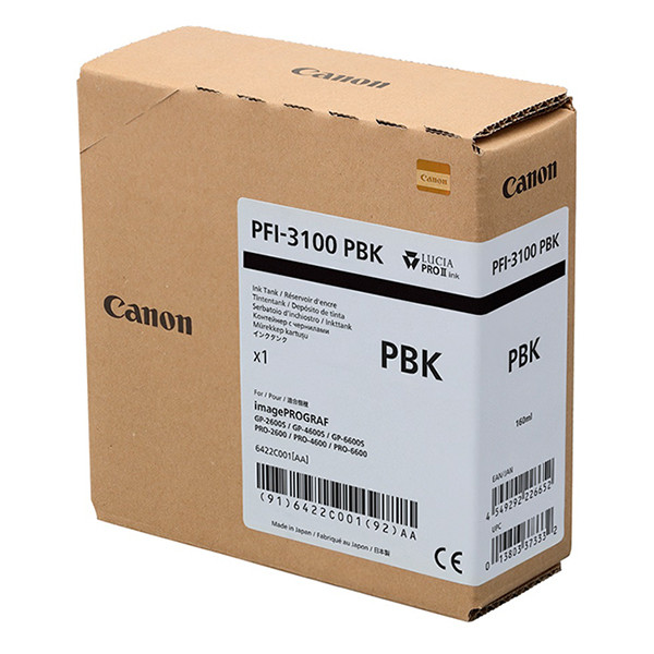 Canon PFI-3100PBK inktcartridge foto zwart (origineel) 6422C001 010536 - 1