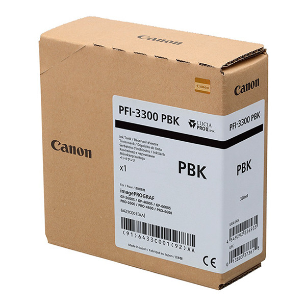 Canon PFI-3300PBK inktcartridge hoge capaciteit foto zwart (origineel) 6433C001 010558 - 1