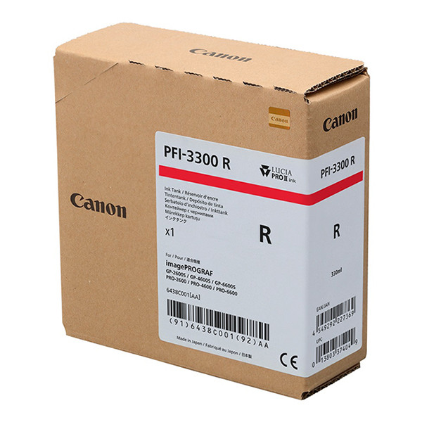 Canon PFI-3300R inktcartridge hoge capaciteit rood (origineel) 6438C001 010568 - 1