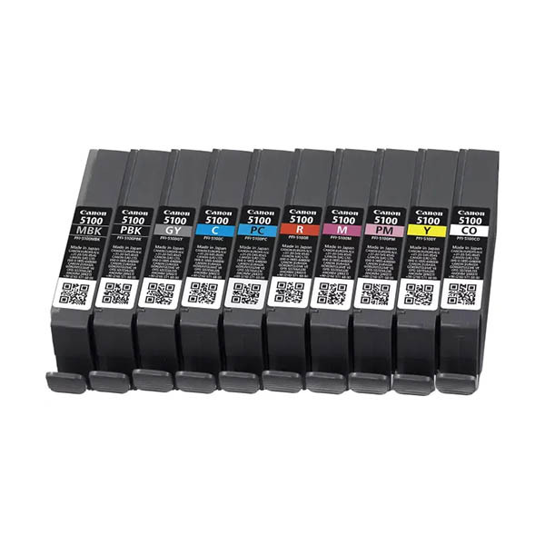 Canon PFI-5100 multipack MBK/PBK/C/M/Y/PC/PM/R/GY/CO (origineel) 130763 - 1