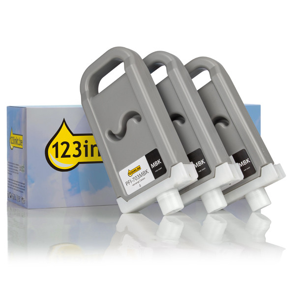Canon PFI-703MBK 3-pack mat zwart hoge capaciteit (123inkt huismerk) 2962B003C 132099 - 1