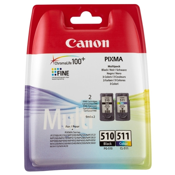 Canon PG-510 / CL-511 multipack zwart en kleur (origineel) 2970B010 2970B011 018518 - 1