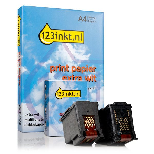 Canon PG-540XL / CL-541XL multipack zwart en kleur hoge capaciteit (123inkt huismerk) + pak papier 130736 - 1