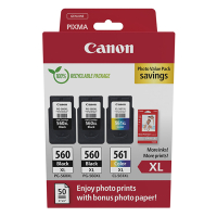 Canon PG-560XLx2 / CL-561XL photo value pack incl. 50 vellen fotopapier (origineel) 3712C012 132260