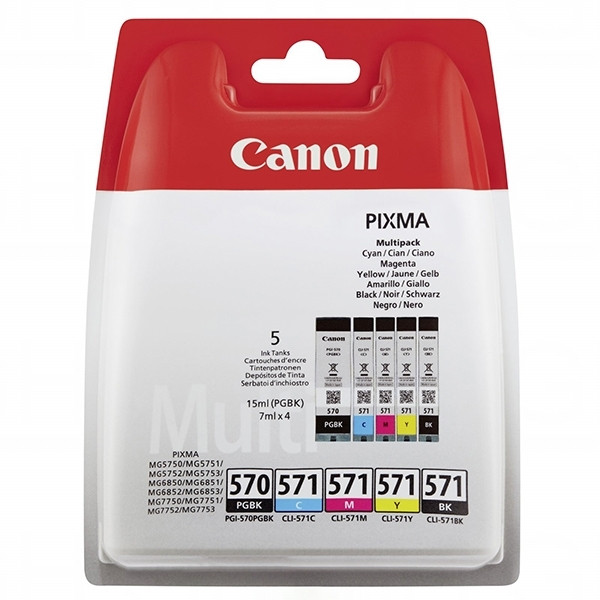 Canon PGI-570 / CLI-571 multipack PGBK/BK/C/M/Y (origineel) 0372C004 0372C006 017264 - 1