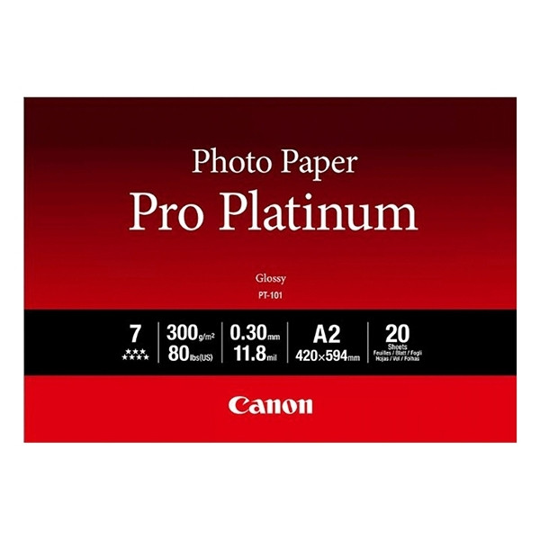 Canon PT-101 pro platinum photo paper 300 g/m² A2 (20 vellen) 2768B067 154028 - 1