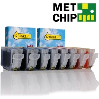 Canon aanbieding: 2 x PGI-5BK + 2 x CLI-8C/M/Y met chip (zwart + 3 kleuren) (123inkt huismerk) 0621B001C 0622B001C 0623B001C 0628B001C 120701