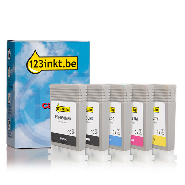 Canon aanbieding: PFI-030 / PFI-031 MBK, BK, C, M, Y 2 zwart + 3 kleuren 130761 - 1