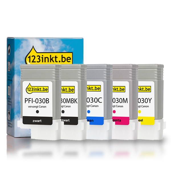 Canon aanbieding: PFI-030 / PFI-031 MBK, BK, C, M, Y 2 zwart + 3 kleuren 130761 - 1