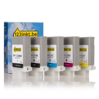 Canon aanbieding: PFI-120 MBK, BK, C, M, Y 2 zwart + 3 kleuren (123inkt huismerk) 130714